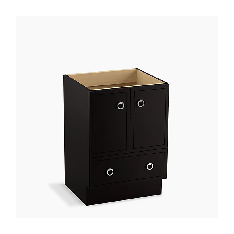 Jacquard 24" Vanity Base Only with Toe Kick, 2 Doors and 1 Drawer, Batiste noire