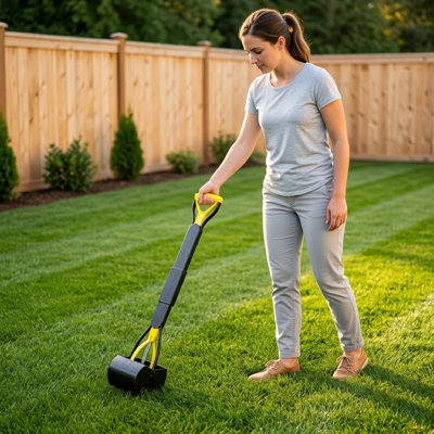 Foldable Pooper Scooper, 28" Long Handle for Small & Large Dogs, No-Bend Pickup for Yard