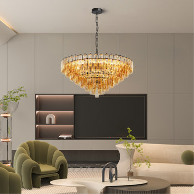 Lustre rond moderne, très grands lustres noirs de 37 po pour la salle à manger, plafonnier à 14 lumières avec tubes en verre fumé à niveaux, luminaire suspendu pour îlot de cuisine de chambre à coucher