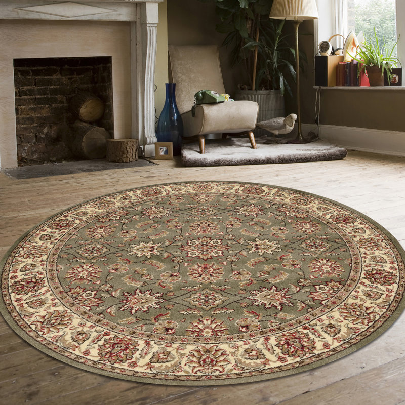 Tapis traditionnel sauge Como, Rond 8 pi
