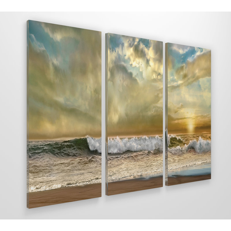 «Evening Wave» - image multi-pièces sur toile, H 40 po x l 60 po x P 1,5 po