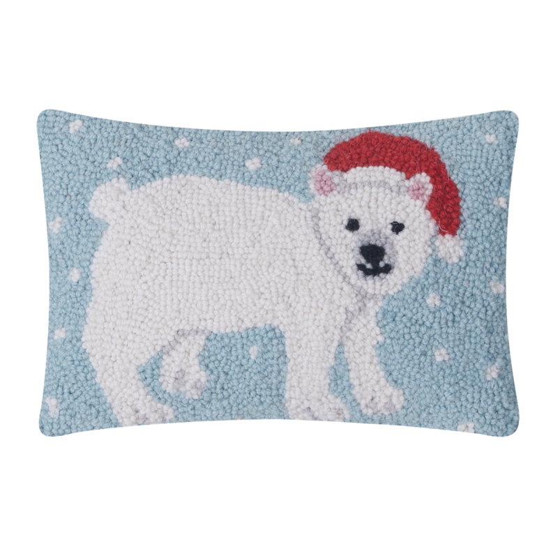 Holiday Polar Bear Petite Size Wool Hook Pillow
