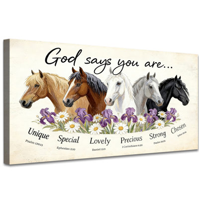 Art mural sur toile de cheval, impression inspirée de photos de chevaux avec des accents floraux, affiche sur toile de motif équitation
