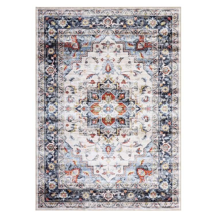 Luxurious Bohemian Vintage Printed Carpets for Living Room Bedroom Area Rugs Washable Indoor Non-Slip Floor Mat Soft Surface Carpet Low Pile Stain Resistant Rug Foldable Non-Shedding Large Carpet Office Farmhouse Decor