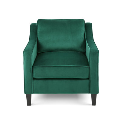 Velvet Upholstered Club Chair With Tapered Legs, Tonal Piping, And A Appearance, 30.49" Product Depth Gracefully Sloped Arms, Refined Style, 20.50" Seat Height