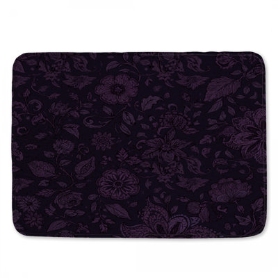 Purple Floral Pattern Bath Mat
