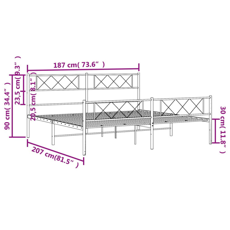 Nicodemo Metal Bed, Black, Super King (6')