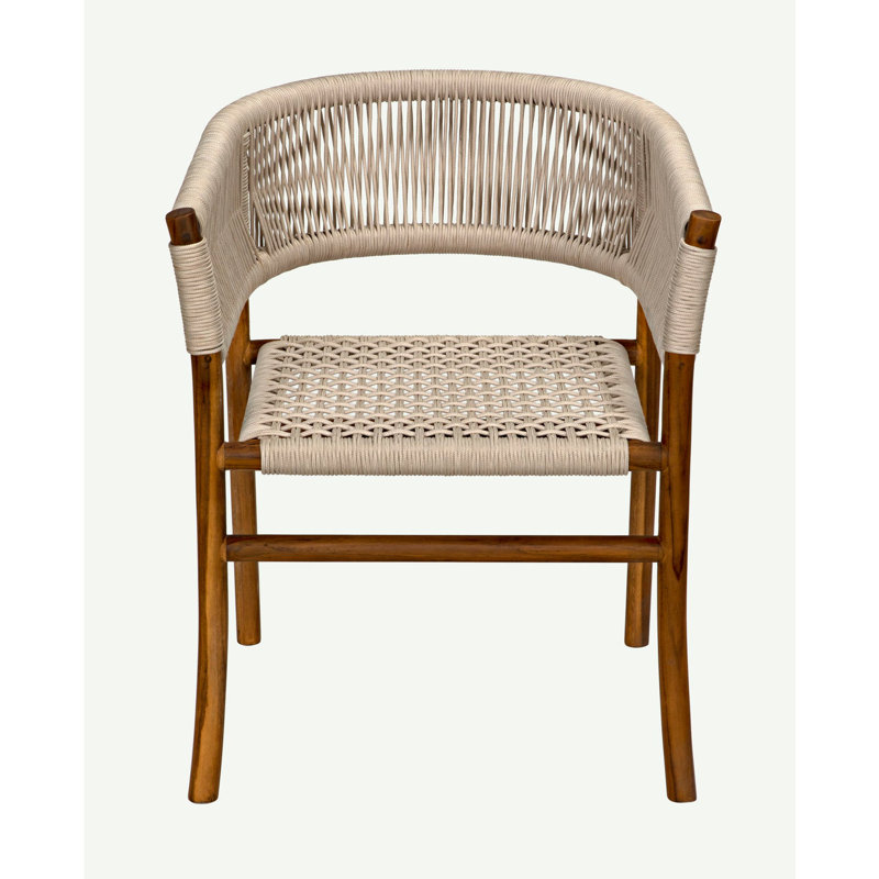 Conrad Handcrafted Teak Wood and Rope Armchair in Brown