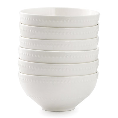 Elama Olevia 6 Piece Stoneware Cereal Bowl Set in White, Service for 4