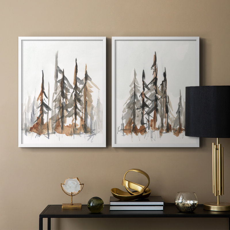 «Rustic Evergreen I», reproduction encadrée de qualité supérieure - prête à être accrochée - aucun clou requis - aucun clou requis