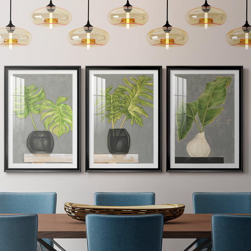 Fronde dans un vase I - Impression encadrée sur mesure de qualité supérieure - 3 pièces, H 21 po x l 30 po