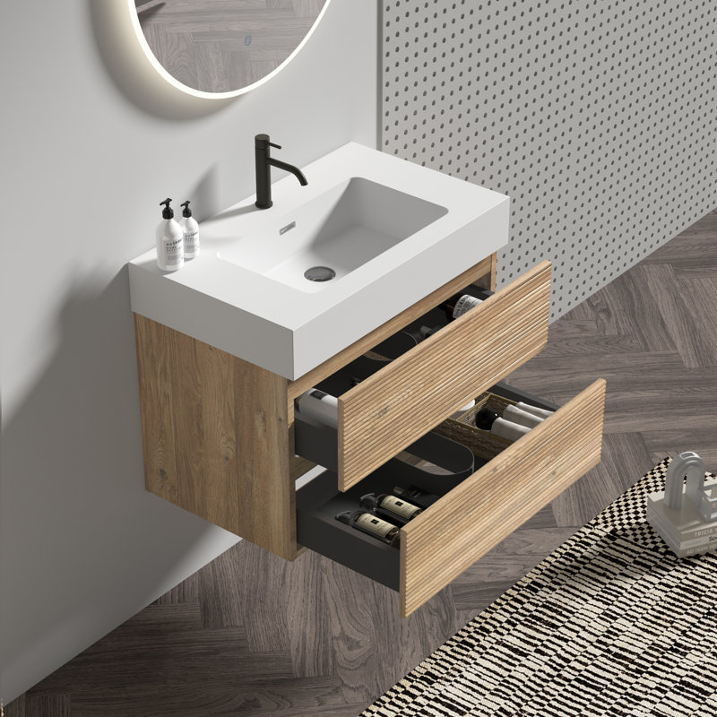Meuble-lavabo de salle de bain avec lavabo à quartz et tiroirs souples, 30"
