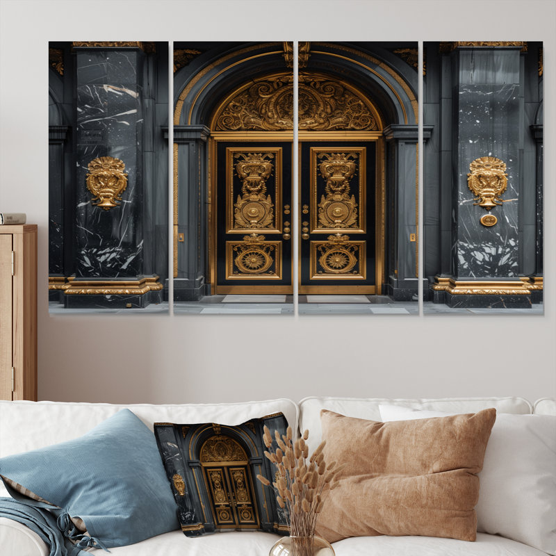 «Gold Banks Gilded Doors II», ensemble d'art mural sur toile Banks, H 32 po x l 64 po