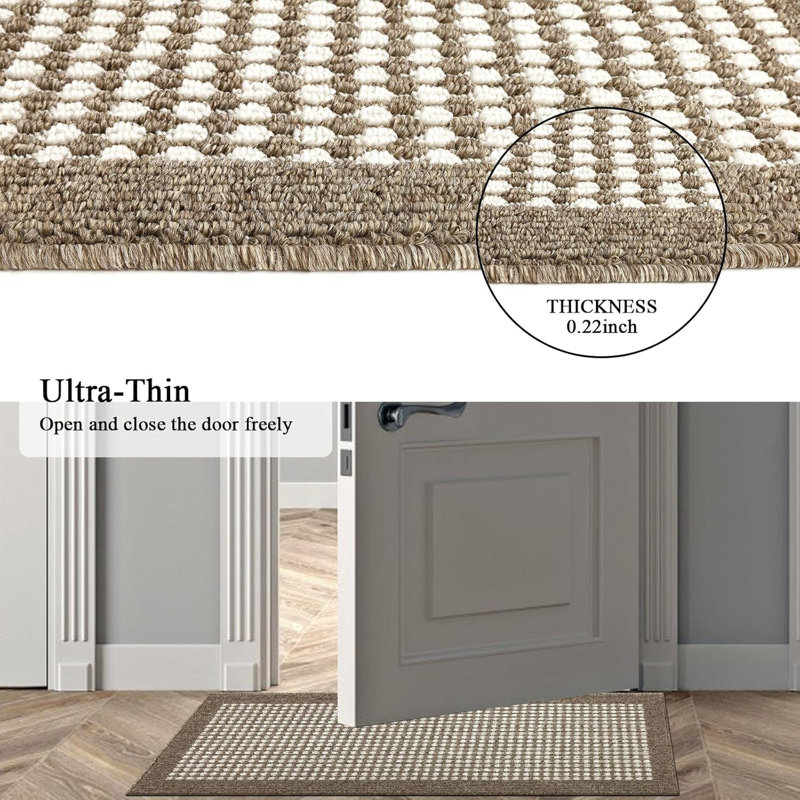 Non Slip Washable 2'x6'  Kitchen Mats for Doormat Hallway Entryway Petmat, Brown
