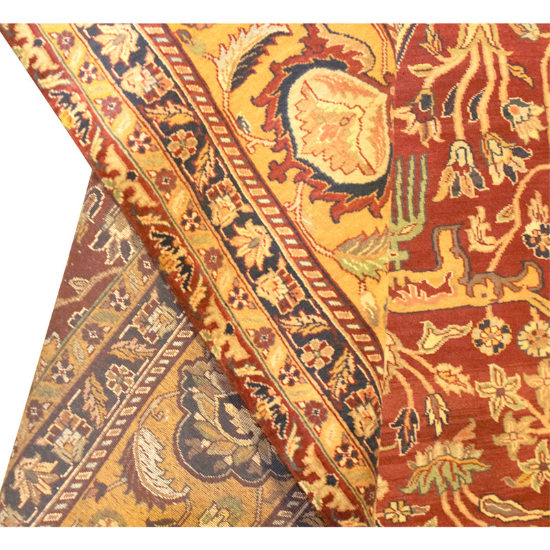 High-Quality Hand-Knotted Red And Gold Area Rug