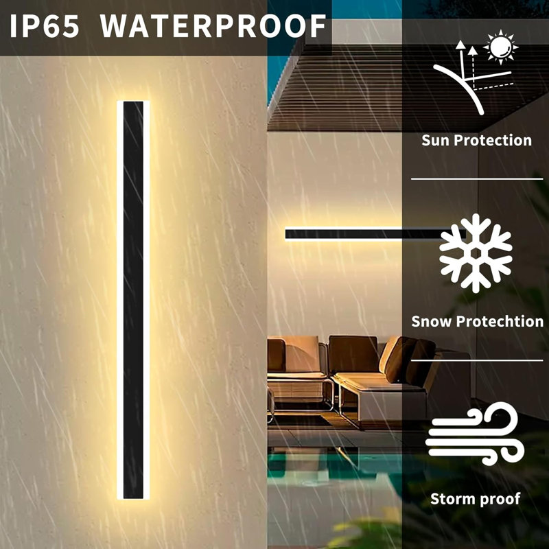 Matte Black 120cm H Outdoor Sconce