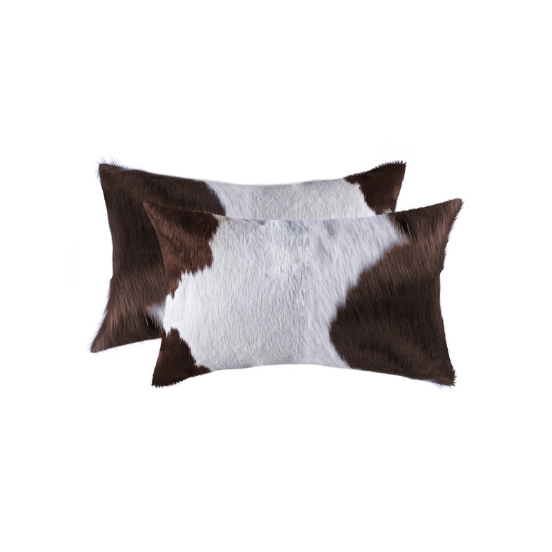 Coussin Torino Kobe | 2 pièces | Blanc et brun | 12 po x 20 po, Blanc / brun