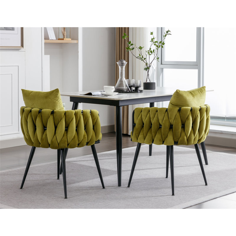 Chaises de salle à manger modernes pour salle à manger, Velours olive