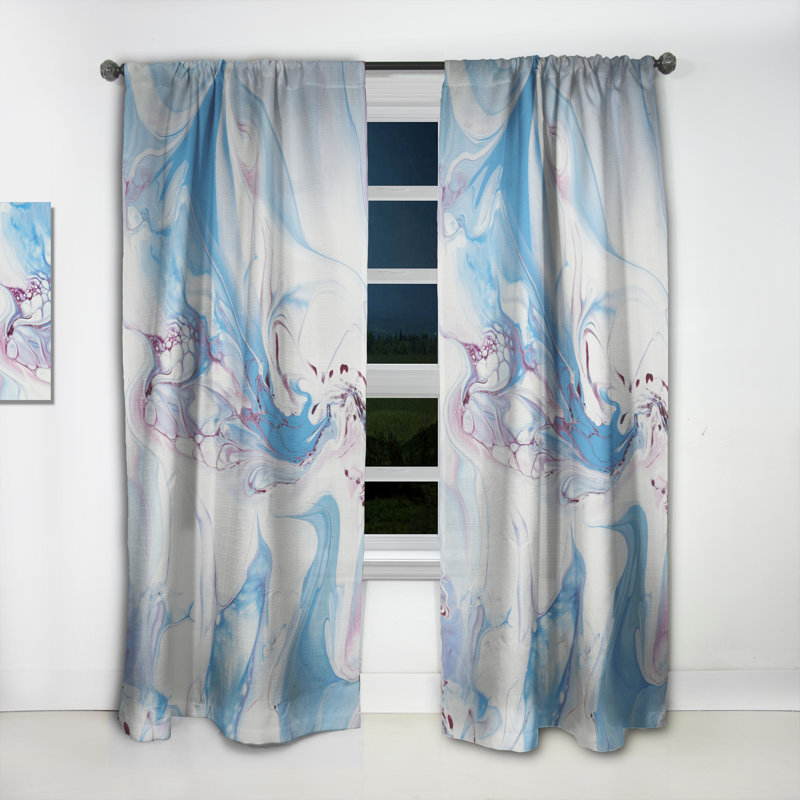 Bleu et rose liquide Art II - rideau en velours moderne - obscurcissant - 1 panneau, L 52 po x L 120 po