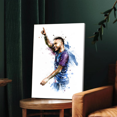 1 PC, art mural, affiches encadrées, Neymar PSG, étoile de football, toile, art mural, décoration pour le salon, chambre, bureau, sport, fan, cadeau, décoration de la maison, affiche moderne