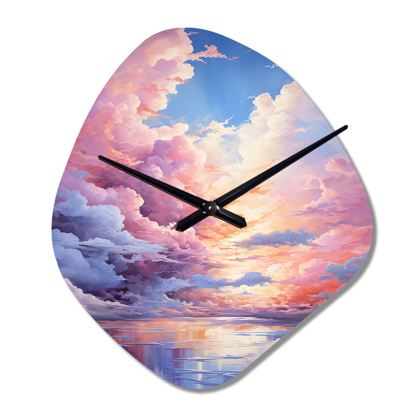 Nuage fantaisiste Cloudscape Playful - horloge murale de forme irrégulière, Grand