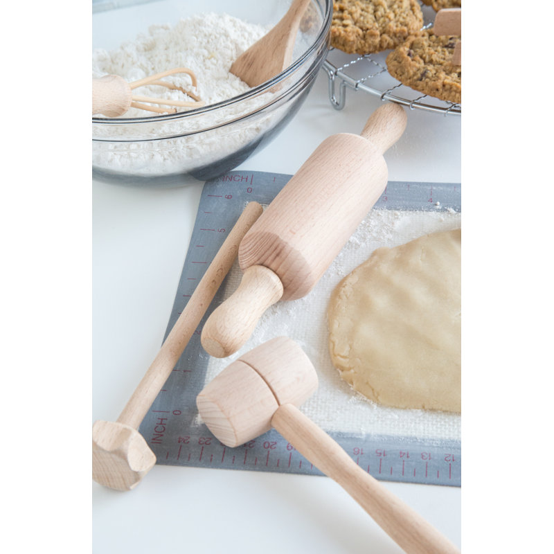 Beech Wood Kids Cooking and Baking Tools Set, 9-Piece