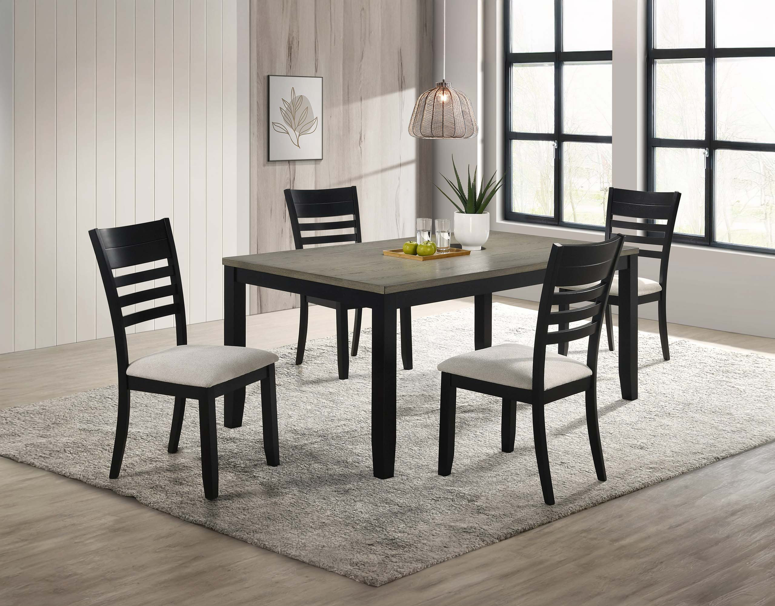 Latitude Run® Contemporary 5Pc Dining Set Rectangular Table Two- Tone ...