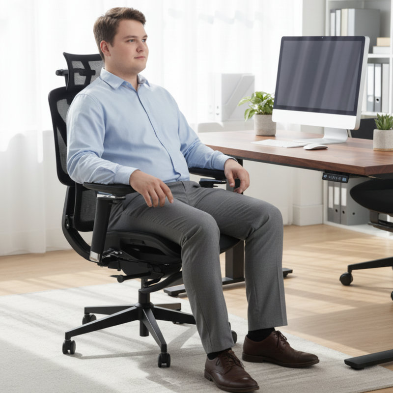 Chaise de bureau ergonomique en filet avec soutien lombaire ultra large et accoudoirs réglables à 360 ° pour un confort toute la journée