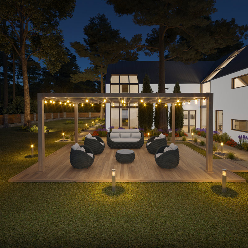 Ensemble de conversation pour 7 personnes avec patio et terrasse en aluminium tissé à la main en aluminium thermolaqué