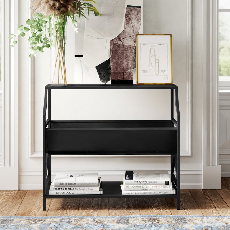 Asmir 32" H x 36" W Iron Bookcase, Black