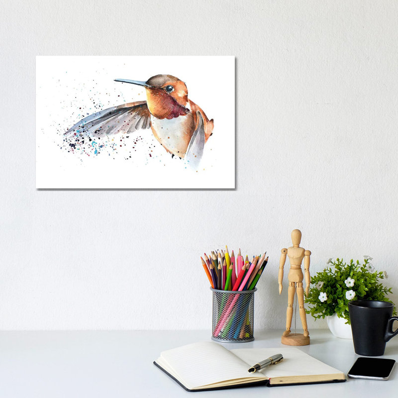 Humming Bird - Wrapped Canvas Painting, 20.32cm H x 30.48cm W