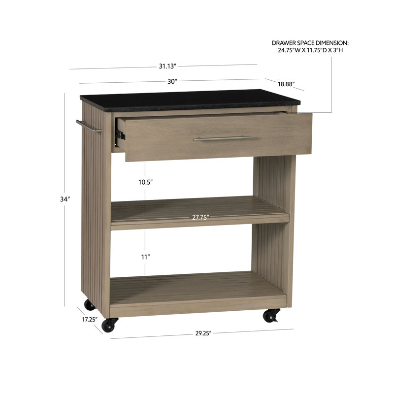 Chariot de cuisine Alix, Gris, Bois gris