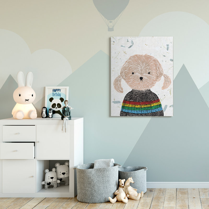 « hipster dog tricoting canichey drôle animal » par melissa wang-impression sur dessin, H 48 po x l 36 po x P 1,5 po