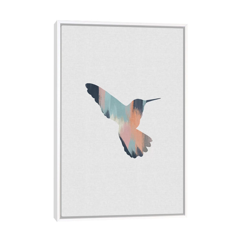 Pastel Hummingbird II - impression d'art graphique, H 60 po x l 40po x P 1,5 po, Toile blanche encadrée