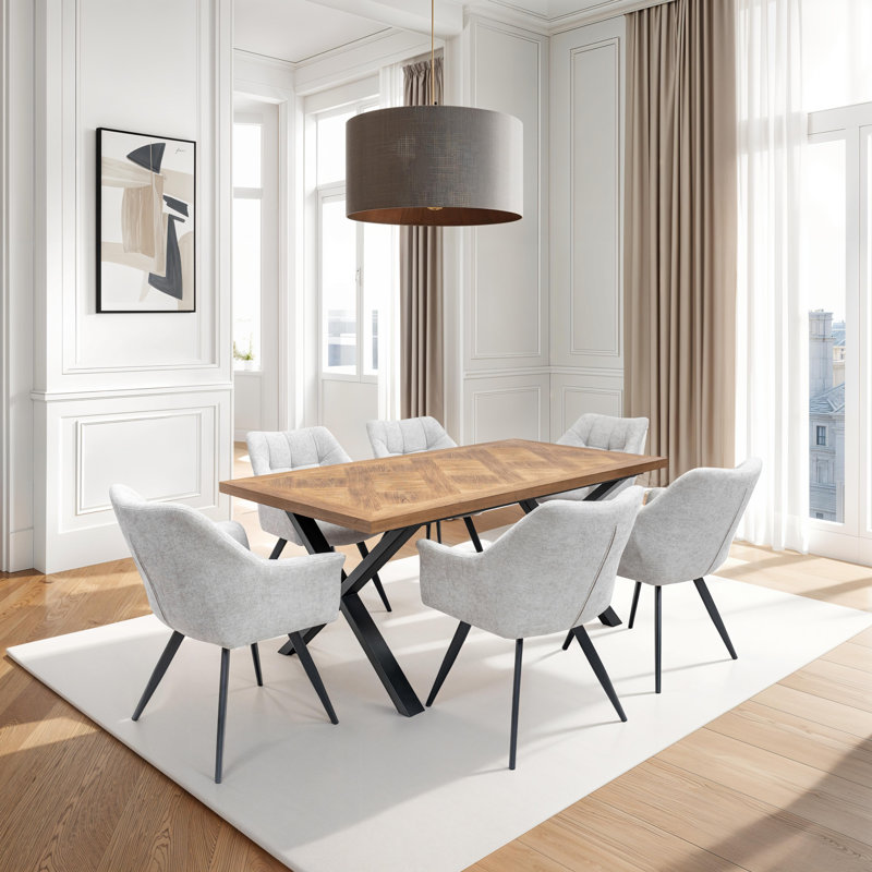 POPPY FABRIC DINING CHAIR, Light Grey