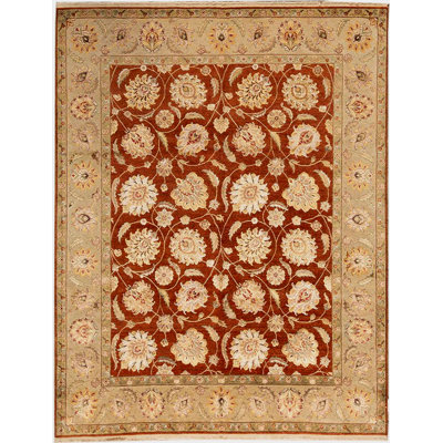 Tapis rouille et ivoire de haute qualité noué à la main