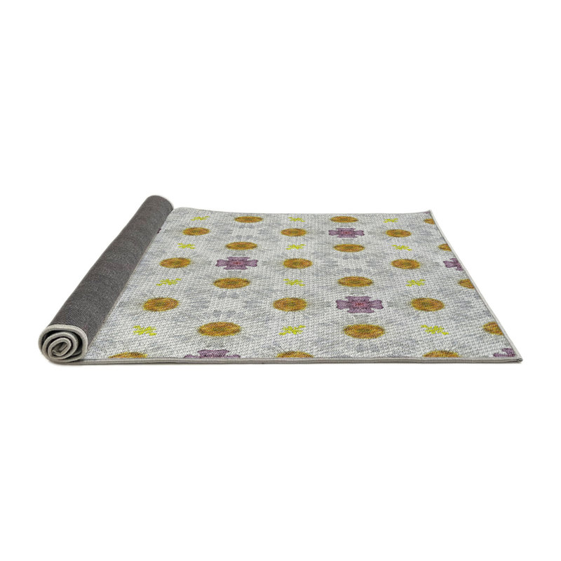 Tapis gris/brun tissé à la machine, Rond 7 pi
