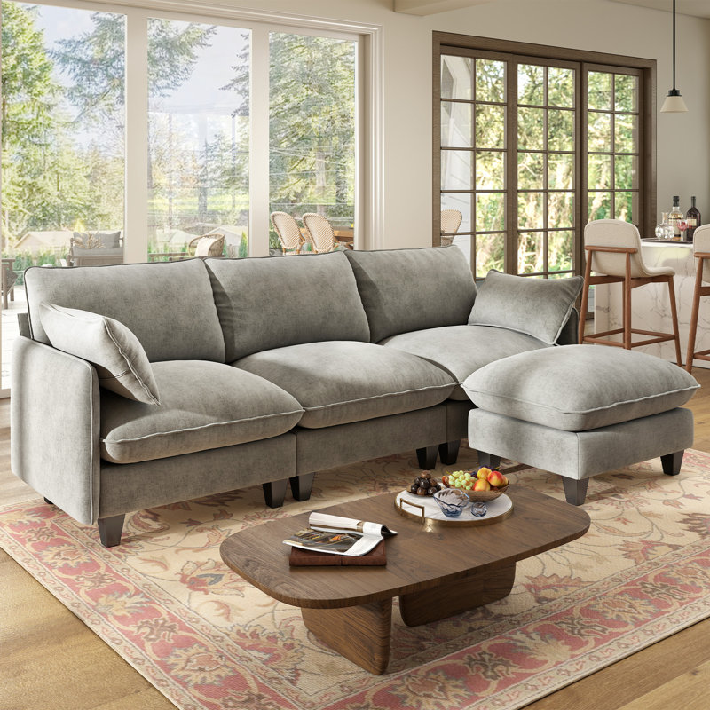 Canapé modulaire rembourré 3 places Acker Puff Cloud, Gris chenille, 3