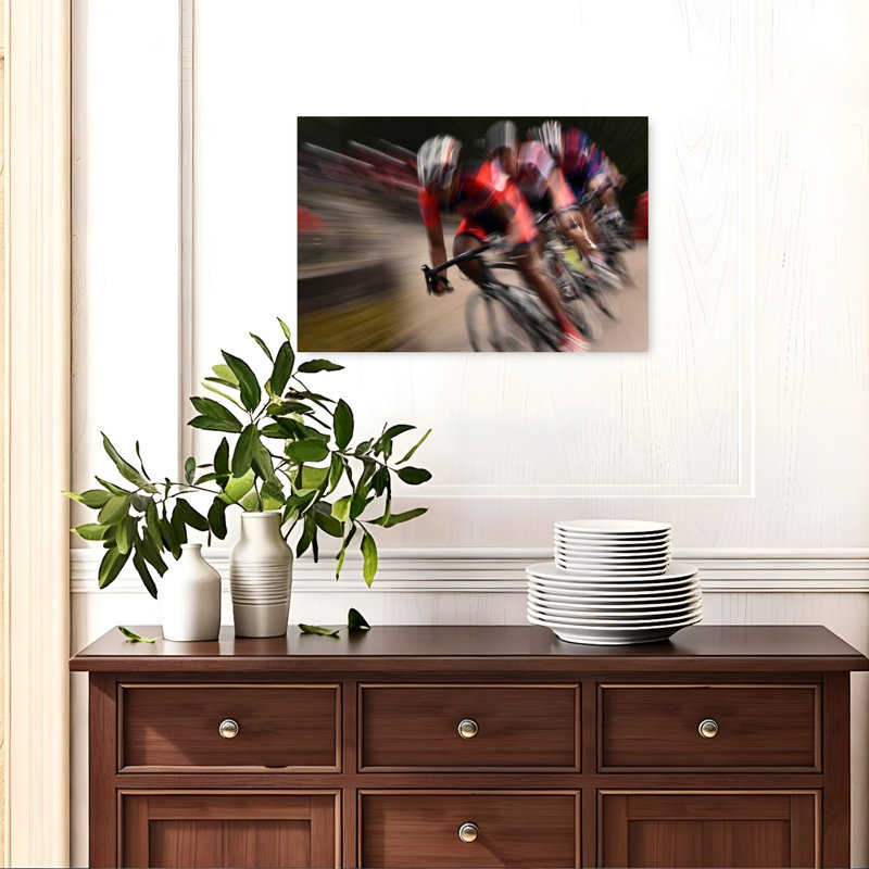 Racing Cyclists Blur Contemporary Horse Wall Art Print, 16" H x 24" W