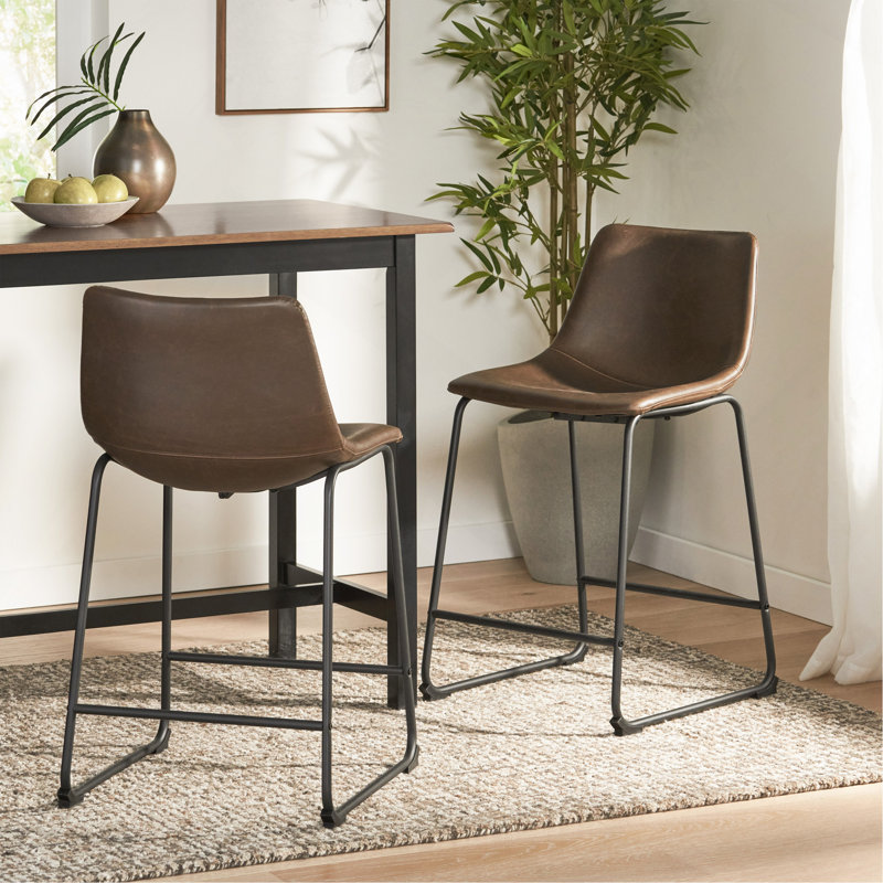 Tabouret de comptoir de style rétro brun de 24 pouces (ensemble de 2)
