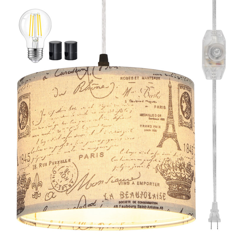 Luminaire suspendu tambour 1 lumière Antora