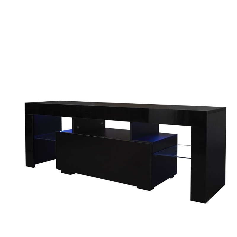 Meuble télé, meuble télé à écran plat, consoles de jeu - dans le salon, le salon et la chambre à coucher (noir), Noir