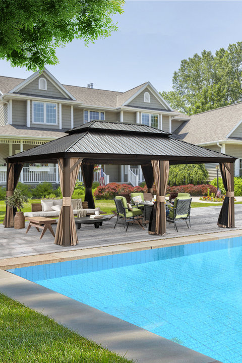 Spacious Galvanized Gazebo 16x12Ft.
