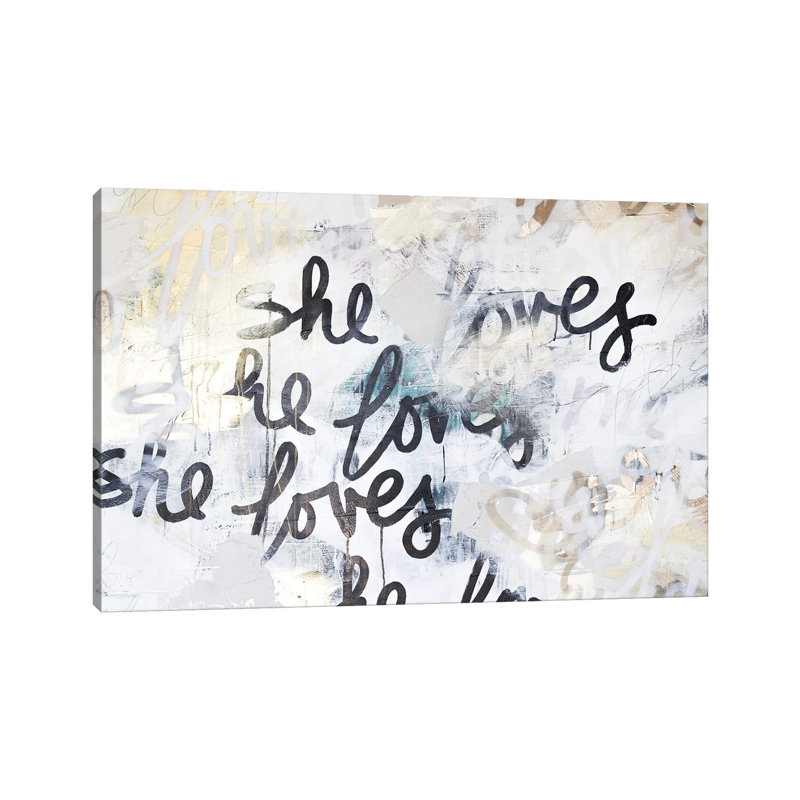 Gold Love Scribble - Wrapped Canvas Print, 66.04 cm H x 45.72 cm W x 1.91 cm D