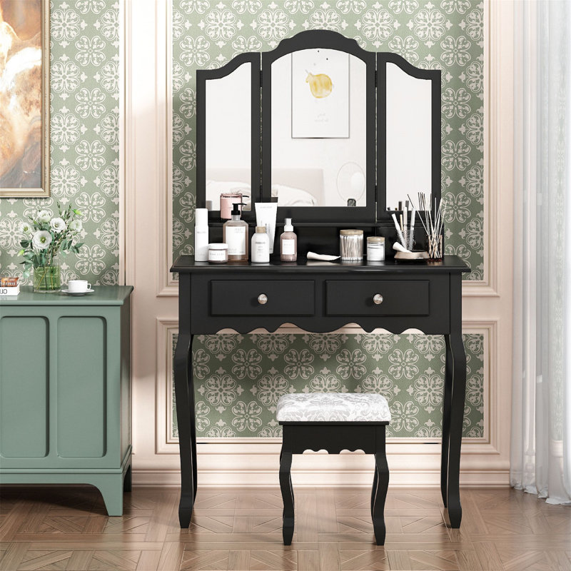 Ensemble de coiffeuse avec tabouret et miroir