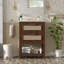 Meuble-lavabo de salle de bain avec lavabo en céramique, tiroir et tablette ouverte-1236951221