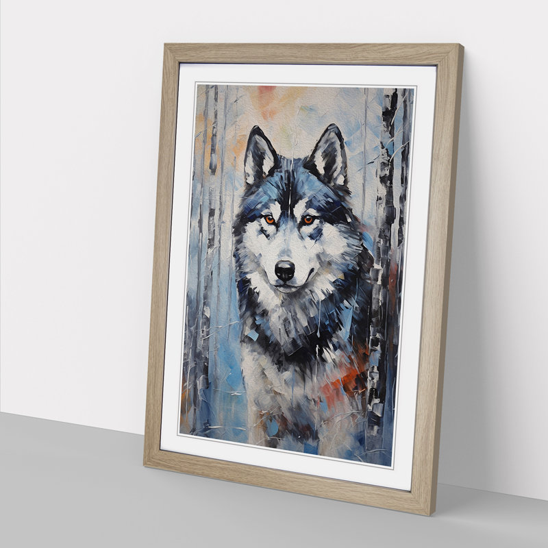 Husky Expressionism - Framed Print, 64cm H x 46cm W x 2cm D, Oak Framed