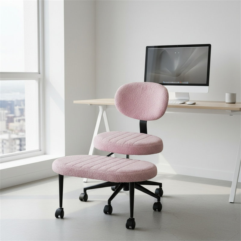 Ergonomic Swivel Office Chair With Backrest Support And Casters, Featuring An Adult-sized Multi-angle Cross-legged Design