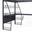 Lit mezzanine pleine grandeur en métal avec 4 tablettes Bureau en L, aucun sommier nécessaire, cadre noir élégant-132297784-132297787