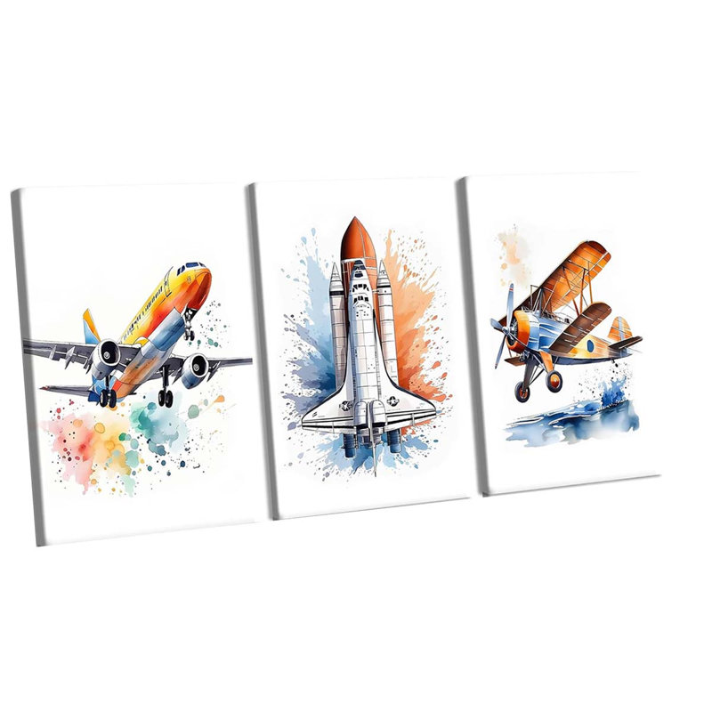 3 Piece Wrapped Canvas Print, 40 cm H x 90 cm W